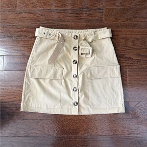 ASOS Beige Button-Front Mini Skirt with Belted Waist